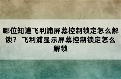 哪位知道飞利浦屏幕控制锁定怎么解锁？ 飞利浦显示屏幕控制锁定怎么解锁